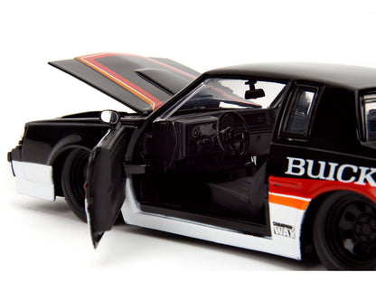 1987 Buick Grand National #7 "Buick Racing" Black and White with Stripes "Bigtime Muscle" Series 1/24 Diecast Model Car