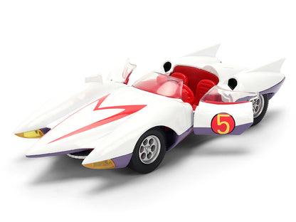 Mach 5 White with Red Stripes and Interior "Speed Racer" (1967) TV Series "Anime Hollywood Rides" Series 1/32 Diecast Model Car