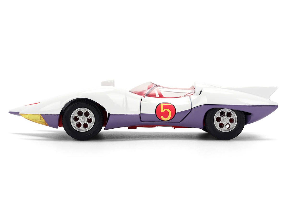 Mach 5 White with Red Stripes and Interior "Speed Racer" (1967) TV Series "Anime Hollywood Rides" Series 1/32 Diecast Model Car