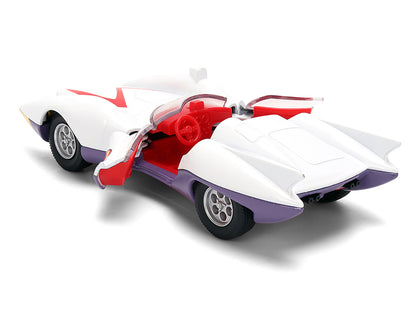 Mach 5 White with Red Stripes and Interior "Speed Racer" (1967) TV Series "Anime Hollywood Rides" Series 1/32 Diecast Model Car