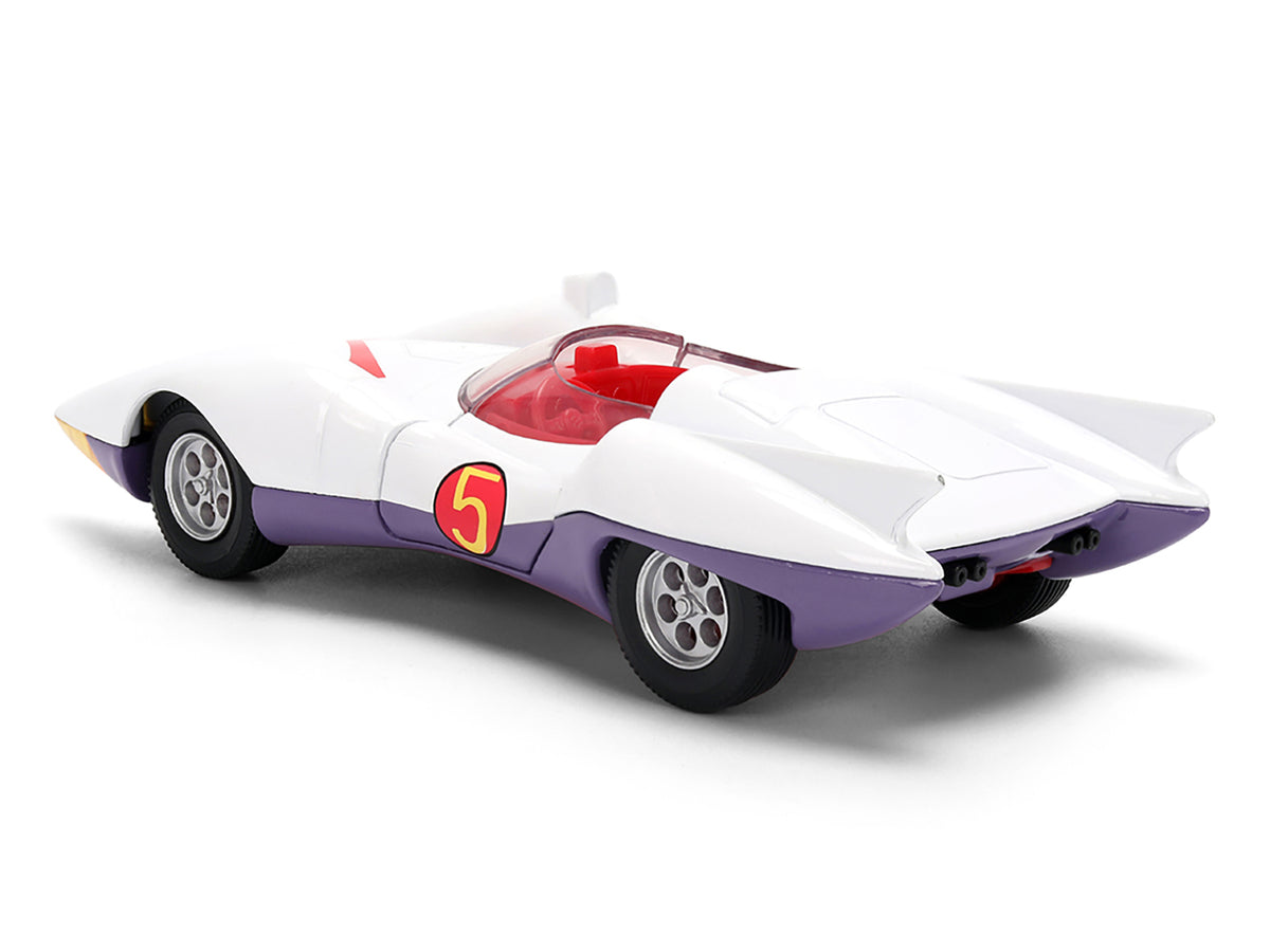 Mach 5 White with Red Stripes and Interior "Speed Racer" (1967) TV Series "Anime Hollywood Rides" Series 1/32 Diecast Model Car