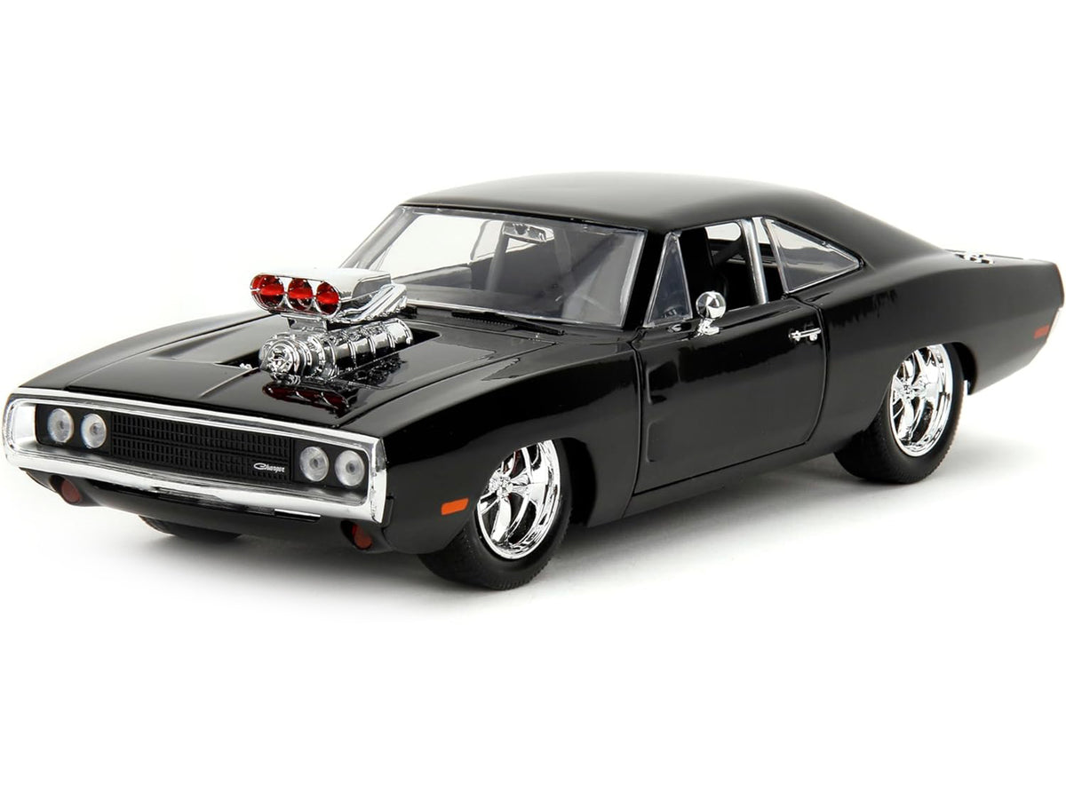Dodge Charger R/T Black with Dom Diecast Figure "Fast & Furious" (2009) Movie "Hollywood Rides" Series 1/24 Diecast Model Car