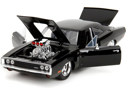 Dodge Charger R/T Black with Dom Diecast Figure "Fast & Furious" (2009) Movie "Hollywood Rides" Series 1/24 Diecast Model Car