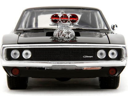 Dodge Charger R/T Black with Dom Diecast Figure "Fast & Furious" (2009) Movie "Hollywood Rides" Series 1/24 Diecast Model Car