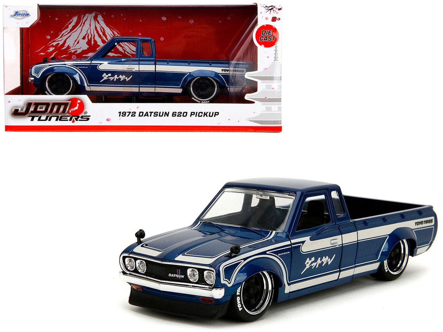 1972 Datsun 620 Pickup Truck Blue Metallic and Cream "JDM Tuners" Series 1/24 Diecast Model Car