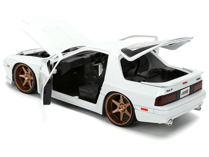 1985 Mazda RX-7 White "JDM Tuners" Series 1/24 Diecast Model Car