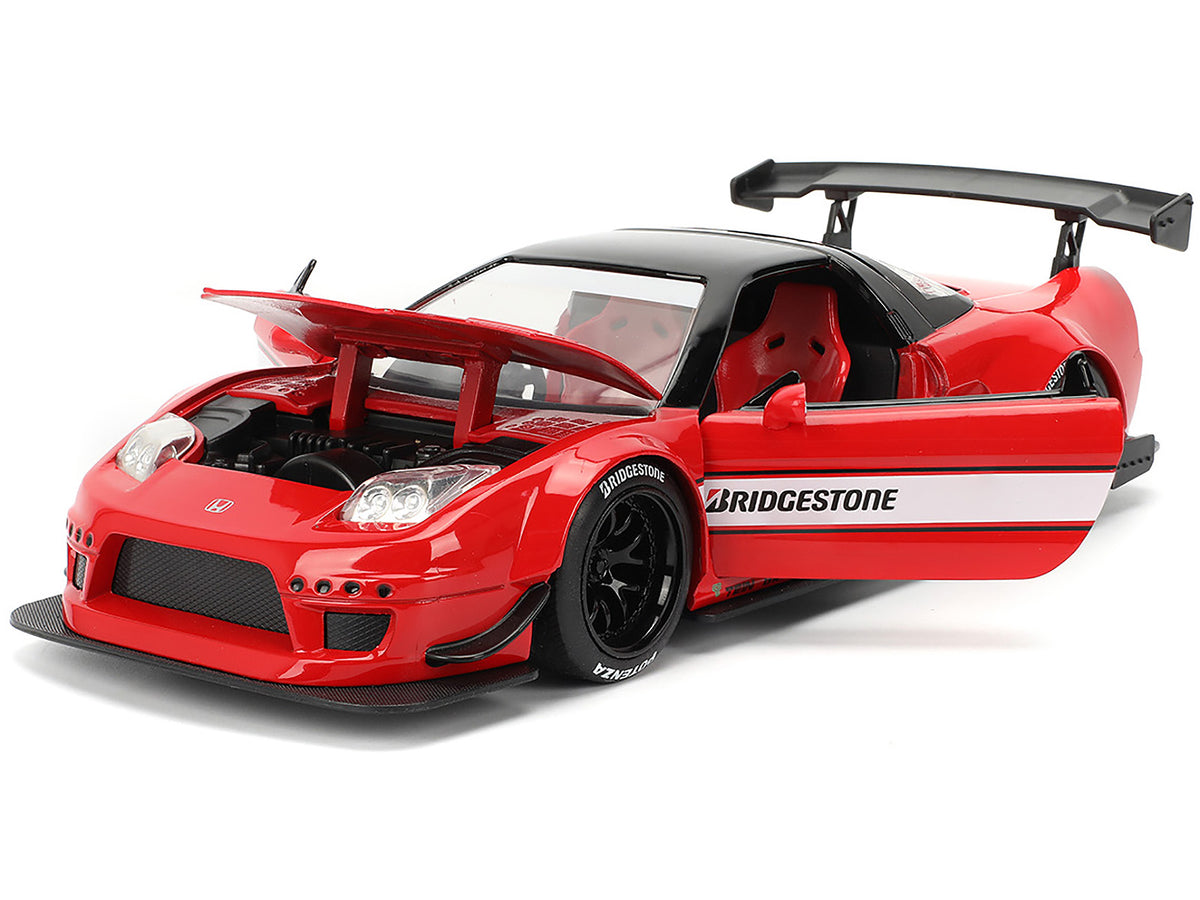 2002 Honda NSX-R RHD (Right Hand Drive) "Bridgestone" Red with Black Top and White Stripes "JDM Tuners" Series 1/24 Diecast Model Car
