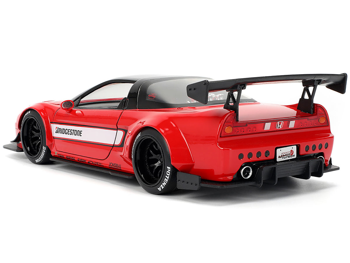 2002 Honda NSX-R RHD (Right Hand Drive) "Bridgestone" Red with Black Top and White Stripes "JDM Tuners" Series 1/24 Diecast Model Car