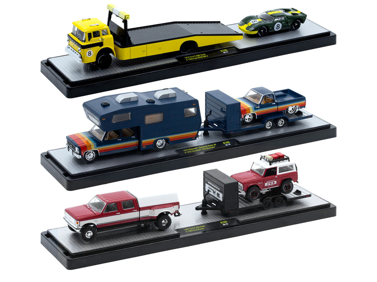 Auto Haulers Set of 3 Trucks Release 100 Limited Edition to 9600 pieces Worldwide 1/64 Diecast Models