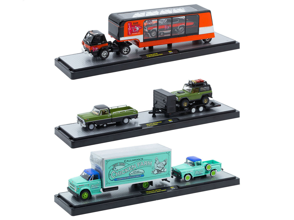 Auto Haulers Set of 3 Trucks Release 91 Limited Edition to 8000 pieces Worldwide 1/64 Diecast Model Cars