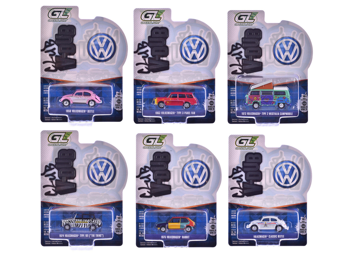 "Club Vee-Dub" Series 21 Set of 6 pieces 1/64 Diecast Model Cars