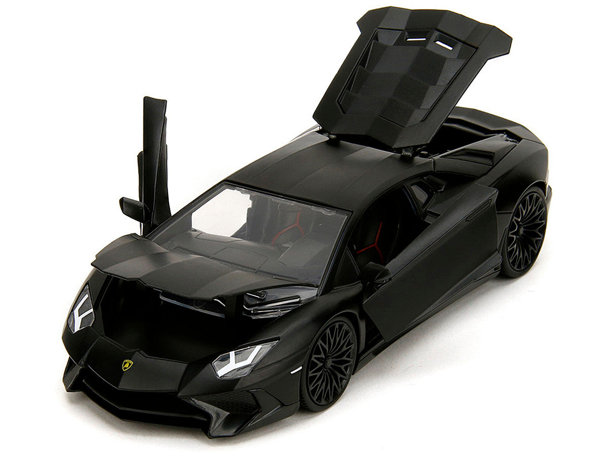 Shaw's Lamborghini Aventador Matt Black "Furious 7" (2015) Movie "Fast & Furious" Series 1/24 Diecast Car Model