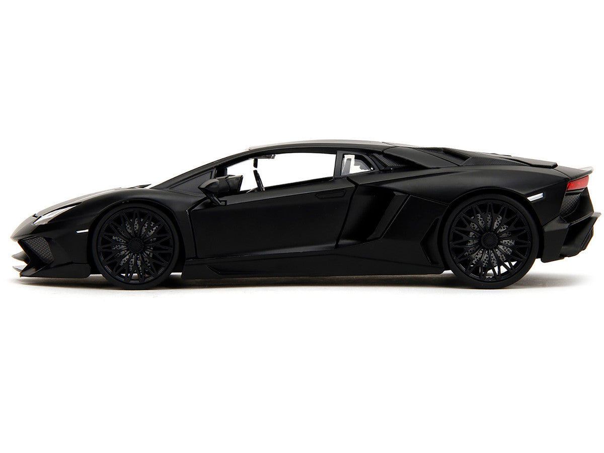 Shaw's Lamborghini Aventador Matt Black "Furious 7" (2015) Movie "Fast & Furious" Series 1/24 Diecast Car Model