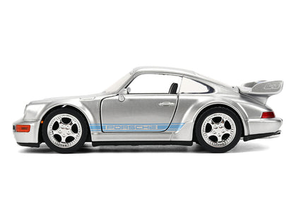 Porsche 911 Carrera RS 3.8 "Mirage" Silver Metallic with Blue Stripes "Transformers: Rise of the Beasts" (2023) Movie "Hollywood Rides" 1/32 Diecast Model Car