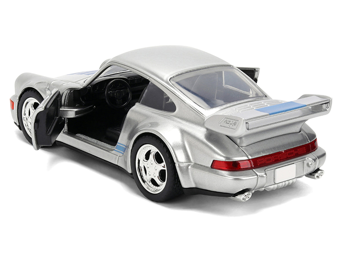 Porsche 911 Carrera RS 3.8 "Mirage" Silver Metallic with Blue Stripes "Transformers: Rise of the Beasts" (2023) Movie "Hollywood Rides" 1/32 Diecast Model Car