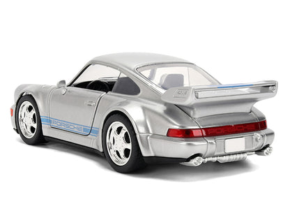 Porsche 911 Carrera RS 3.8 "Mirage" Silver Metallic with Blue Stripes "Transformers: Rise of the Beasts" (2023) Movie "Hollywood Rides" 1/32 Diecast Model Car