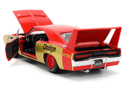1969 Dodge Charger Daytona #33 Red and Gold Metallic with Graphics "Bigtime Muscle" Series 1/24 Diecast Model Car