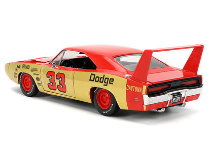 1969 Dodge Charger Daytona #33 Red and Gold Metallic with Graphics "Bigtime Muscle" Series 1/24 Diecast Model Car
