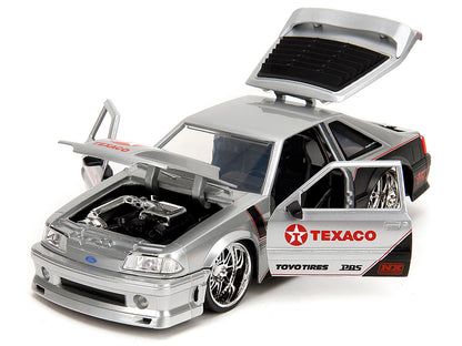 1989 Ford Mustang GT "Texaco" Silver Metallic and Matt Black "Bigtime Muscle" Series 1/24 Diecast Model Car