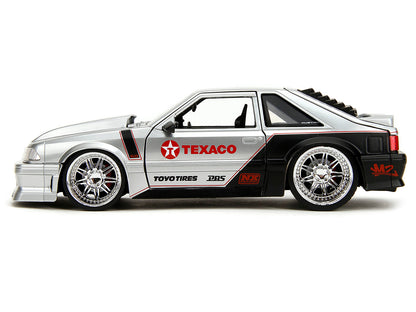 1989 Ford Mustang GT "Texaco" Silver Metallic and Matt Black "Bigtime Muscle" Series 1/24 Diecast Model Car