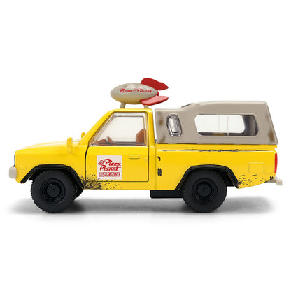 Pizza Planet Truck Yellow (Weathered) with Beige Camper "Toy Story" (1995) Movie "Hollywood Rides" Series 1/32 Diecast Model Car