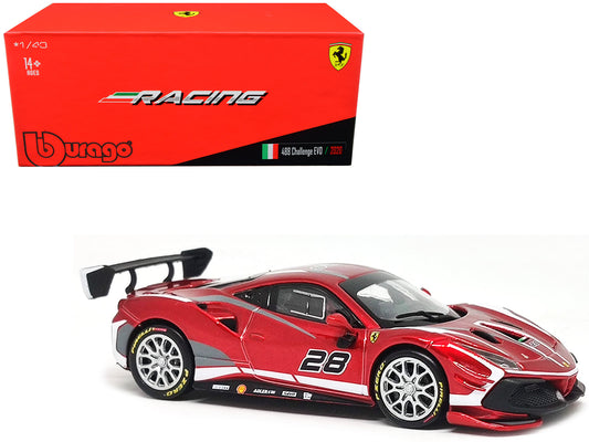 2020 Ferrari 488 Challenge EVO #28 Red with Graphics "Racing" Series 1/43 Diecast Model Car