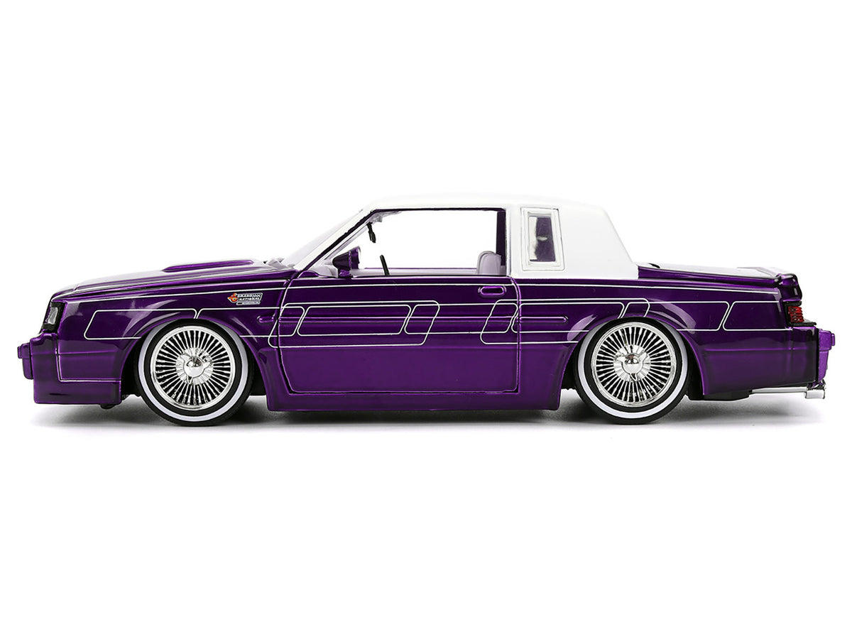 1987 Buick Grand National Candy Purple with Graphics and White Top and Interior "Bigtime Muscle" Series 1/24 Diecast Model Car