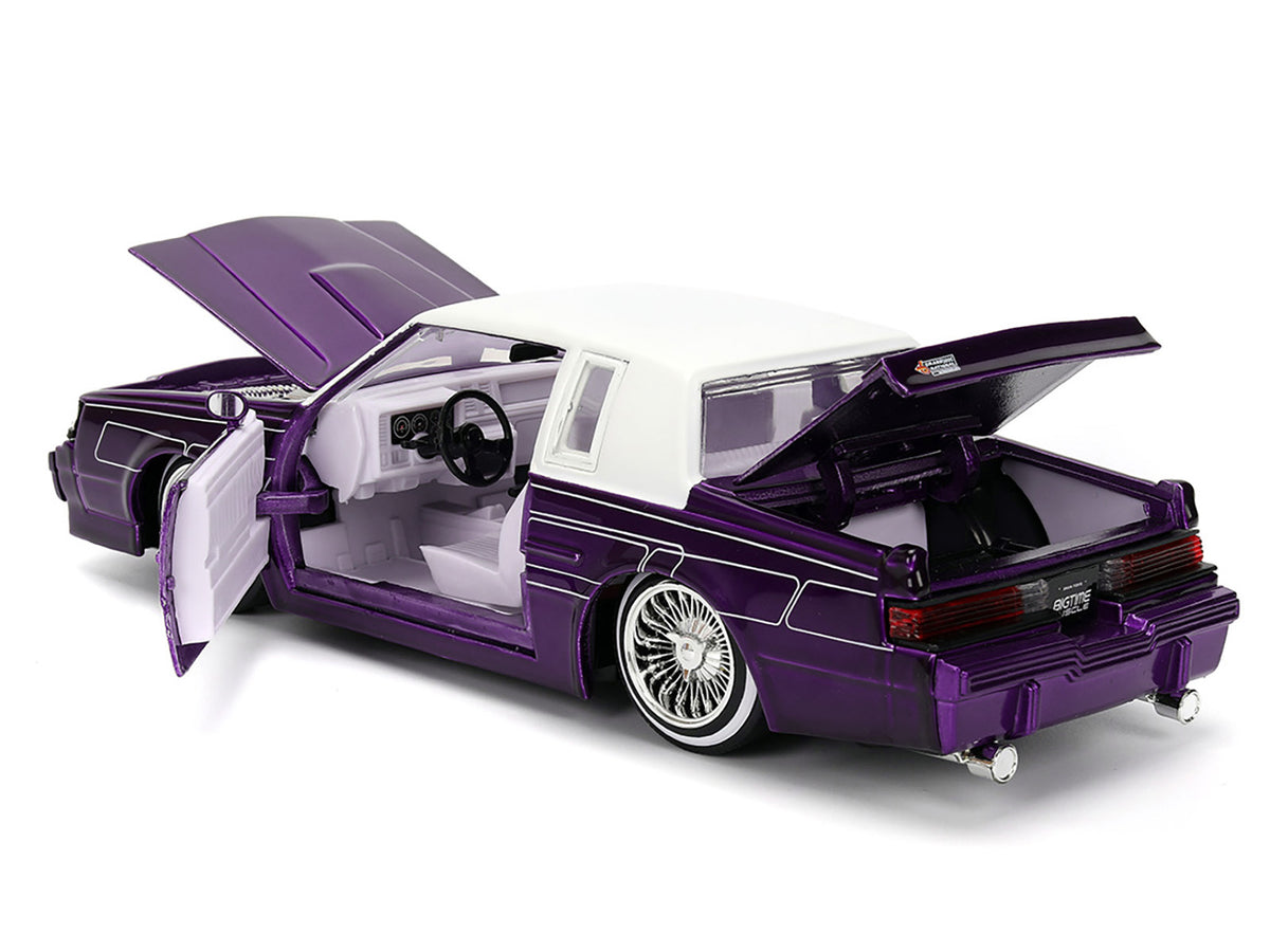 1987 Buick Grand National Candy Purple with Graphics and White Top and Interior "Bigtime Muscle" Series 1/24 Diecast Model Car