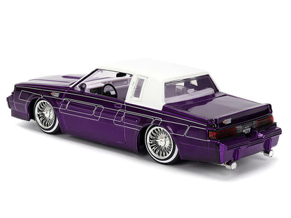 1987 Buick Grand National Candy Purple with Graphics and White Top and Interior "Bigtime Muscle" Series 1/24 Diecast Model Car