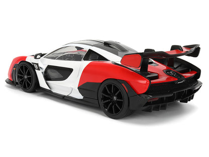 McLaren Senna Red and White with Carbon Hood and Top "HyperSpec" Series 1/24 Diecast Model Car