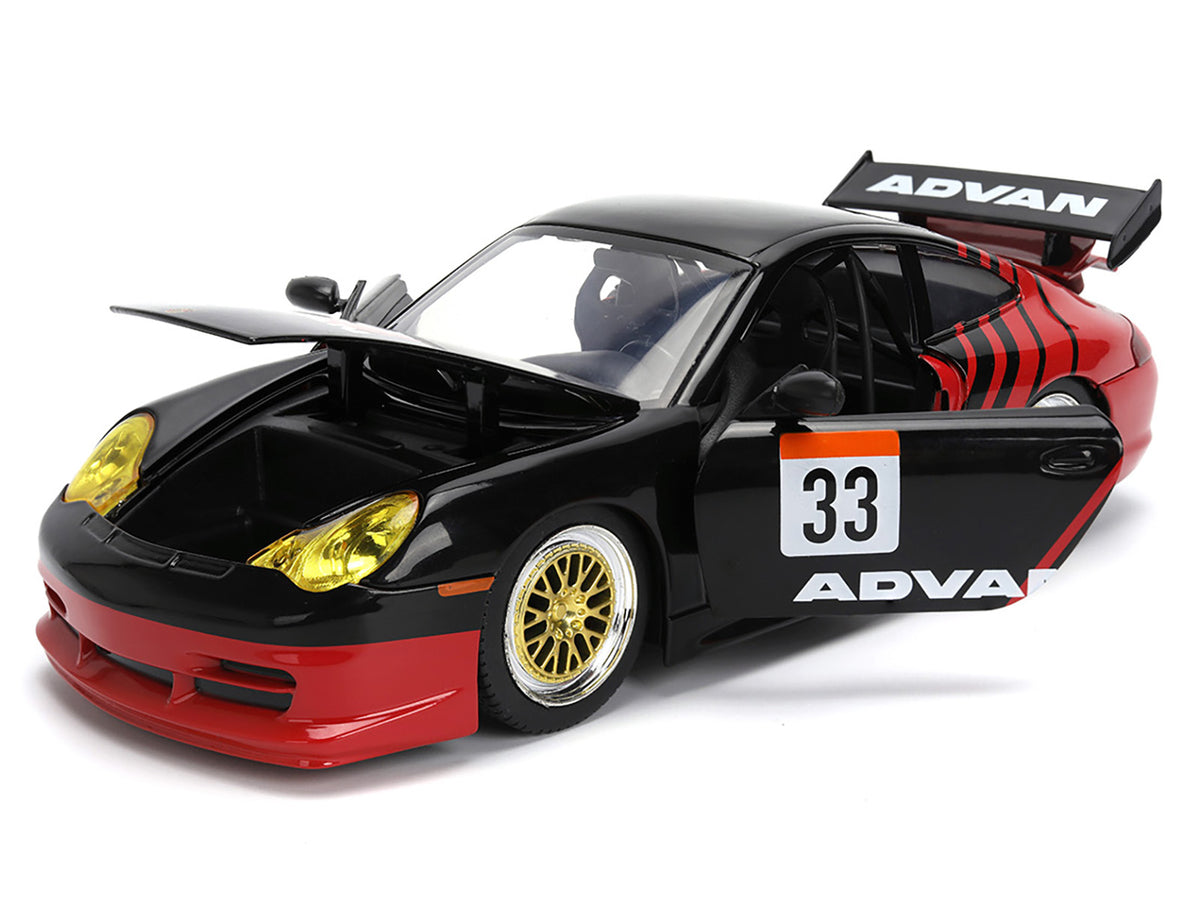 Porsche 911 GT3 RS (996) #33 "ADVAN" Black and Red "Hyper-Spec" Series 1/24 Diecast Model Car