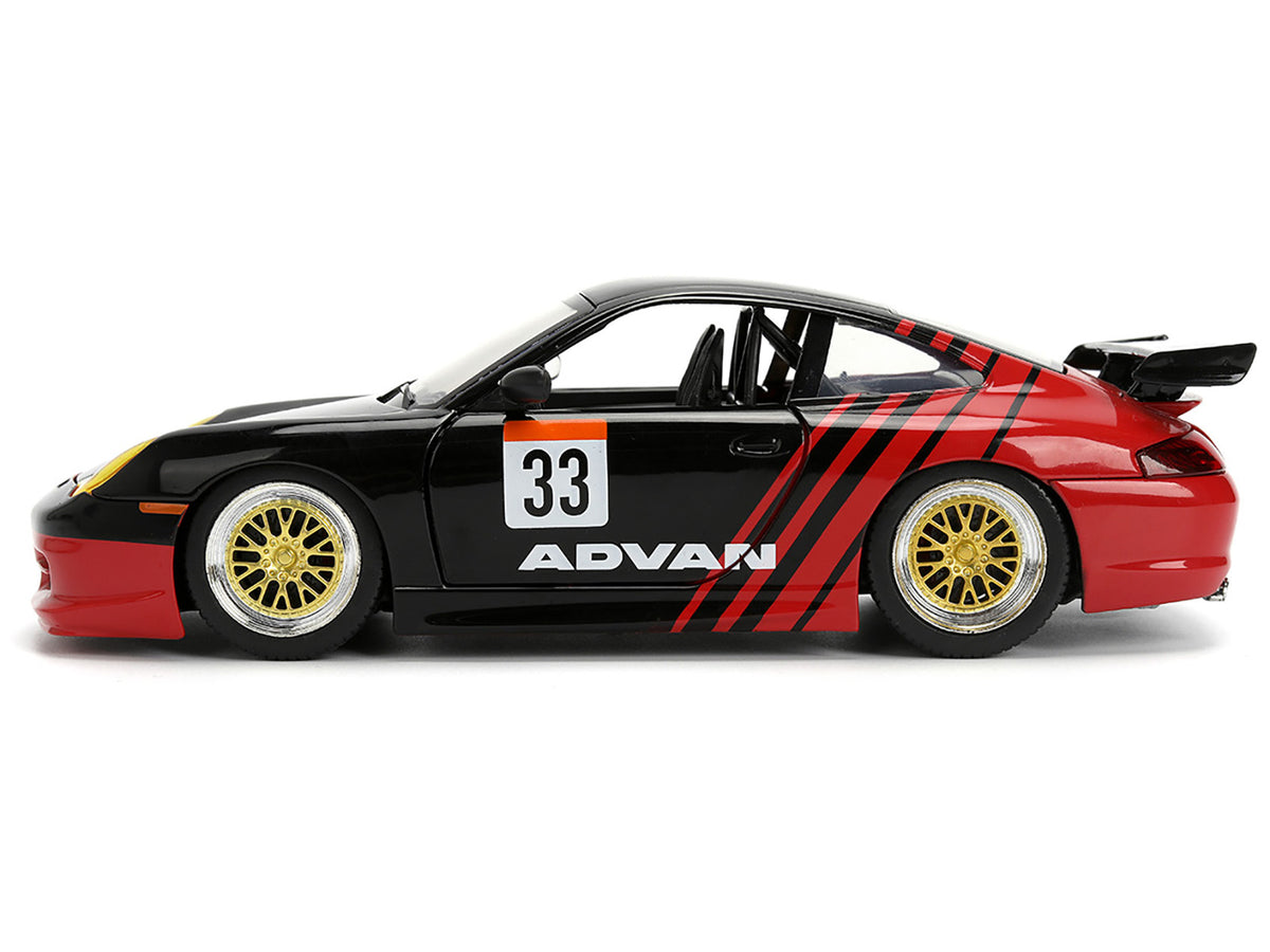 Porsche 911 GT3 RS (996) #33 "ADVAN" Black and Red "Hyper-Spec" Series 1/24 Diecast Model Car