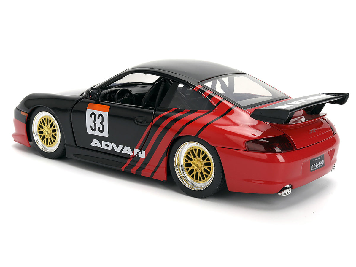 Porsche 911 GT3 RS (996) #33 "ADVAN" Black and Red "Hyper-Spec" Series 1/24 Diecast Model Car