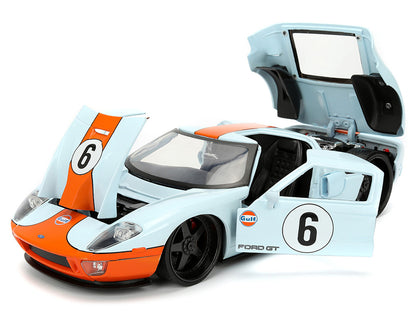 2005 Ford GT #6 "Gulf Oil" Light Blue with Orange Stripes "Hyper-Spec" Series 1/24 Diecast Model Car
