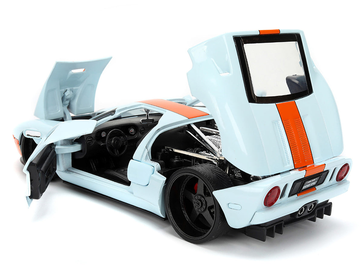 2005 Ford GT #6 "Gulf Oil" Light Blue with Orange Stripes "Hyper-Spec" Series 1/24 Diecast Model Car