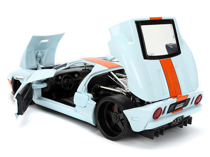 2005 Ford GT #6 "Gulf Oil" Light Blue with Orange Stripes "Hyper-Spec" Series 1/24 Diecast Model Car
