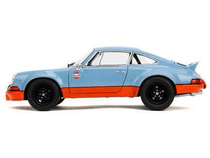Porsche 911 RSR "Gulf Oil" Light Blue with Orange Stripes "Pink Slips" Series 1/18 Diecast Model Car