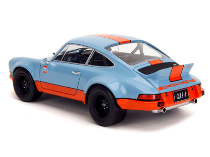 Porsche 911 RSR "Gulf Oil" Light Blue with Orange Stripes "Pink Slips" Series 1/18 Diecast Model Car