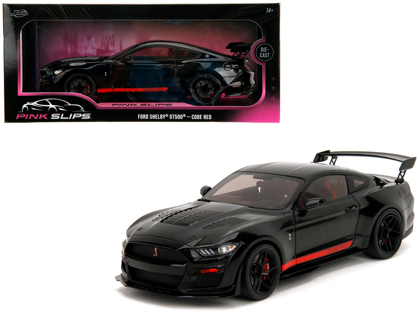 Shelby GT500 "Code Red" Black with Red Stripes "Pink Slips" Series 1/18 Diecast Model Car