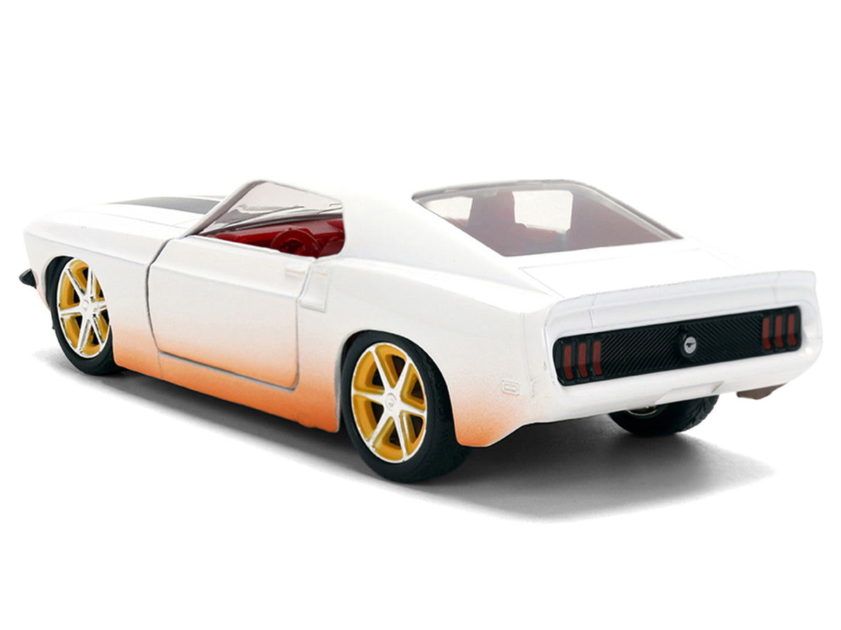 Roman's Ford Mustang White with Black Stripes and Red Interior (Dirty Version) "Fast & Furious" Movie "Fast & Furious 25th Anniversary" Series 1/32 Diecast Model Car
