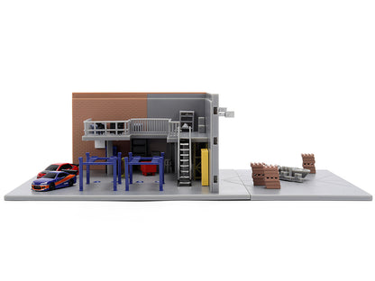 "Fast & Furious" Han's Garage Diorama with 2 Cars and Accessories "Nano Scene" Series 1/32 Model