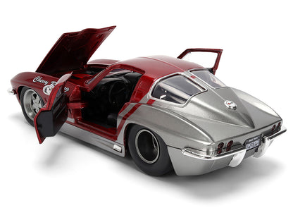 1963 Chevrolet Corvette Stingray "Chevy Racing" Red Metallic and Gray "Bigtime Muscle" Series 1/24 Diecast Model Car