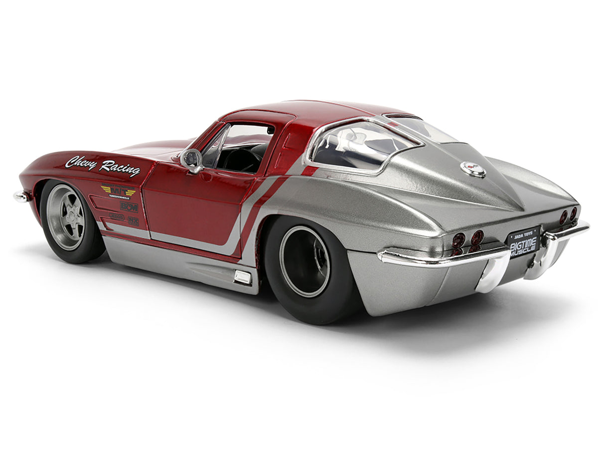 1963 Chevrolet Corvette Stingray "Chevy Racing" Red Metallic and Gray "Bigtime Muscle" Series 1/24 Diecast Model Car