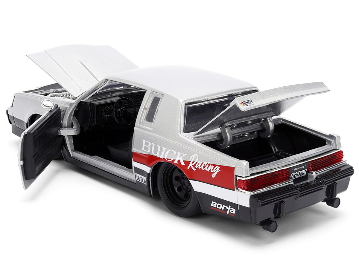 1987 Buick Grand National #7 "Buick Racing" Matt Silver Metallic with Red and Black Stripes "Bigtime Muscle" Series 1/24 Diecast Model