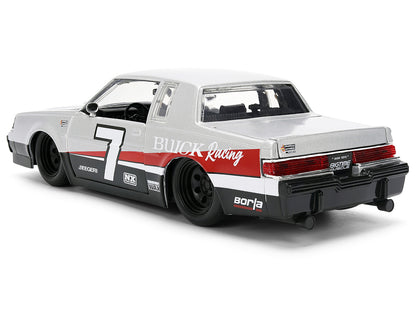 1987 Buick Grand National #7 "Buick Racing" Matt Silver Metallic with Red and Black Stripes "Bigtime Muscle" Series 1/24 Diecast Model
