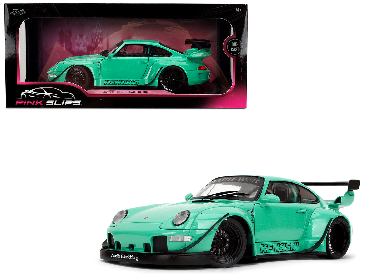 RWB Body Kit "Kei Kishi" Light Blue "Pink Slips" Series 1/18 Diecast Model Car