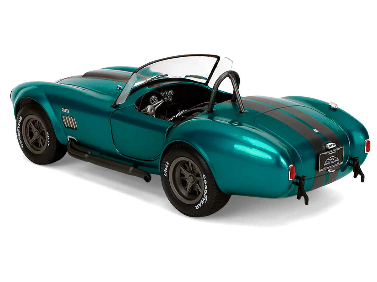 Shelby Cobra 427 MKII Teal Metallic with Gray Stripes "Pink Slips" Series 1/18 Diecast Model Car