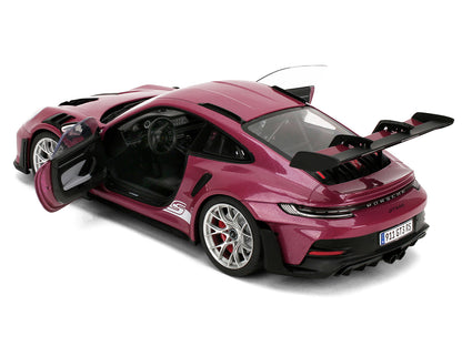 Porsche 911 GT3 RS Red Violet Metallic with White Stripes "Pink Slips" Series 1/18 Diecast Model Car