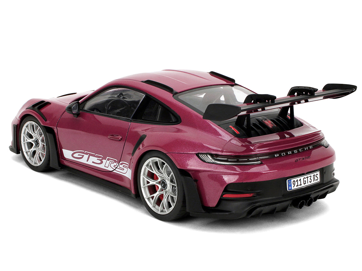 Porsche 911 GT3 RS Red Violet Metallic with White Stripes "Pink Slips" Series 1/18 Diecast Model Car
