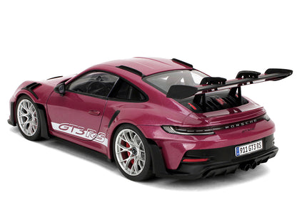 Porsche 911 GT3 RS Red Violet Metallic with White Stripes "Pink Slips" Series 1/18 Diecast Model Car
